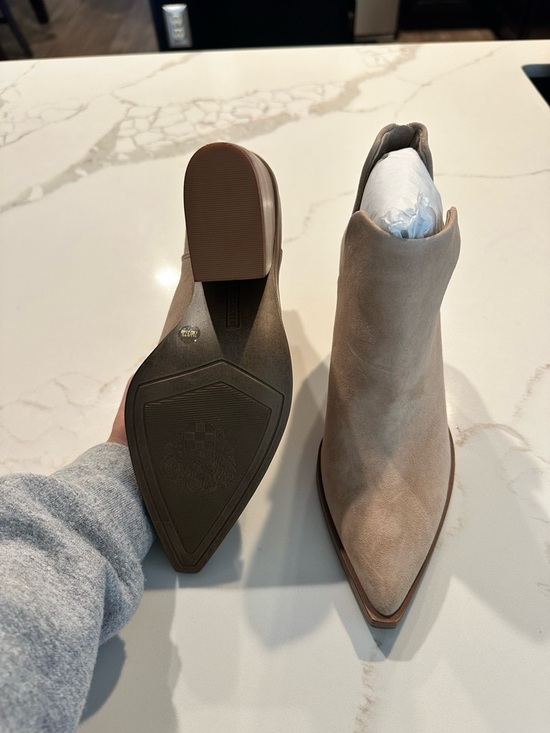 Vince Camuto Shoes - Vince Camuto Taupe Suede Pointed Ankle Booties